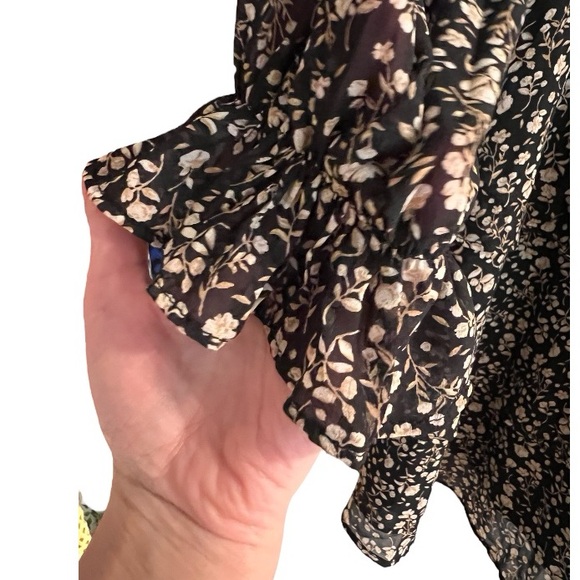 Altar’d State Floral Print Smocked Waist Long Sleeve Ruffled Detailing Dress - Picture 8 of 10